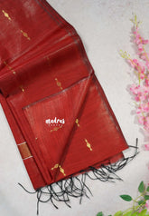 Reddish Maroon - Khadi Silk with Thread Weaving buttas - Best for Temple Visit