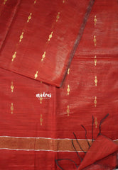 Reddish Maroon - Khadi Silk with Thread Weaving buttas - Best for Temple Visit