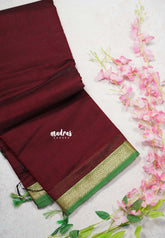 Kumkum Maroon - Maheswari - Lightweight cotton silk saree with small getti border - Perfect for Small Functions
