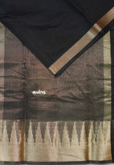 Jet Black - Maheswari - Lightweight cotton silk saree with temple border - Perfect for Small Functions