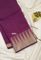 Berry Bliss Purple - Maheswari - Lightweight cotton silk saree with temple border - Perfect for Small Functions