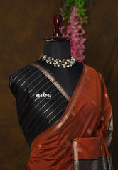(PRE-BOOKING) Rustic Brick Red - Maheswari - Premium Lightweight cotton silk with contrast pallu and blouse - Perfect for Festive Wear