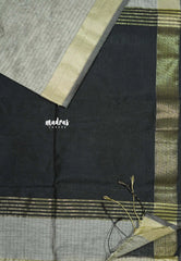 Grey - Maheswari - Premium lightweigt cotton silk with contrast pallu and blouse