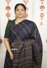 Zara Malgudi Fusion printed silk kantha stitch prints blue - Madras Sarees