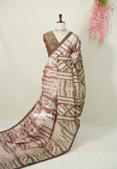 Pastel Brown - Malgudi Printed Silk Saree with Tiny Border - Best for Office Wear | Casual Wear