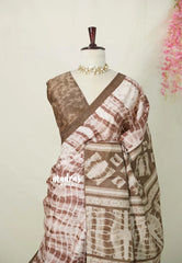 Pastel Brown - Malgudi Printed Silk Saree with Tiny Border - Best for Office Wear | Casual Wear