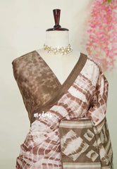 Pastel Brown - Malgudi Printed Silk Saree with Tiny Border - Best for Office Wear | Casual Wear