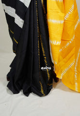 Black & White - Malgudi Printed Silk Saree with Partly Pallu and Contrast Blouse - Best for Office Wear | Casual Wear
