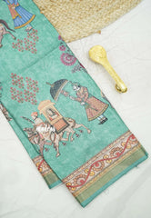 Premium printed silk mugal painting prints pallaku design - 4 colors Available
