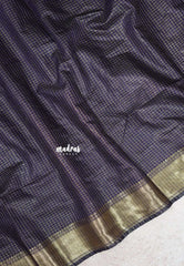 Midnight Jamun Purple - Mangalgiri semi pattu checks body with getti border - Best for Festive Wear