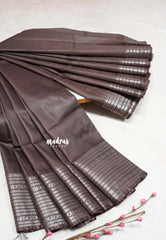 Coffee Brown - Mangalgiri semi pattu with silver zari big border