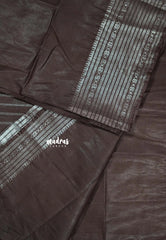 Coffee Brown - Mangalgiri semi pattu with silver zari big border