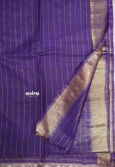 Mangalgiri semi pattu checks body with getti border - Violet Purple