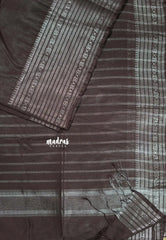 Coffee Brown - Mangalgiri semi pattu with silver zari big border