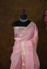 Pink Blossom - Mangalgiri semi pattu checks body with getti border - Best for Festive Wear