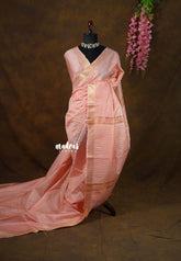 Peach Blossom - Mangalgiri semi pattu checks body with getti border - Best for Festive Wear