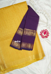 Turmeric Yellow - Mangalgiri - Semi pattu with double blouse combo - Best for Temple Visit