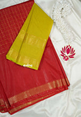Classic Red - Mangalgiri - Semi pattu with double blouse combo - Best for Temple Visit