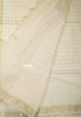 Ivory Cream - Mangalgiri - Semi pattu with double blouse combo - Best for Temple Visit