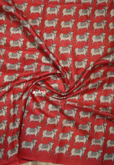 Ivory Cream - Mangalgiri - Semi pattu with double blouse combo - Best for Temple Visit