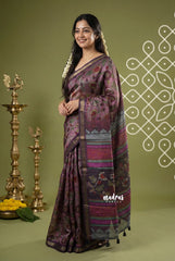 Muted Mauve Pink - Ananya - Soft Mangalore Silk Saree Metallic Shades with Kalamkari Prints - Perfect for Office Wear | Casual Wear