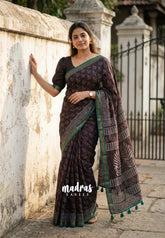 Coffee Brown - Ananya - Soft Mangalore Silk Saree with Metallic Shades - Perfect for Office Wear | Casual Wear