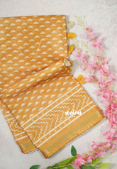 Design 2 Mustard Glow - Ananya - Soft Mangalore Silk Saree with Tiny Zari Border - Best for Office Wear