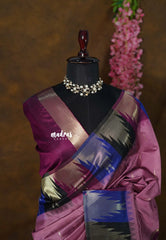 Onion Pink - Manjari - Raw silk with Traditional Temple Border - Best for Small Functions | Pooja | Sabha katcheri