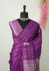 (PRE-BOOKING) Magenta Purple - Manjari - Free Clutch - Raw Silk Saree Ikkat Weaving with Pallu and Blouse - Best for Small Functions