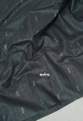 Jet Grey - Manjari - Raw Silk Saree Ikkat Weaving with Pallu and Blouse - Best for Small Functions