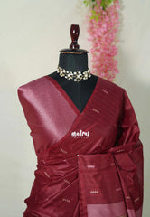 Majestic Maroon - Manjari - Raw Silk Saree Ikkat Weaving with Pallu and Blouse - Best for Small Functions