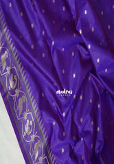 Violet Purple - Manjari - Raw Silk Premium Patola Weaving Border and Pallu - Best for Diwali Festive | Reception