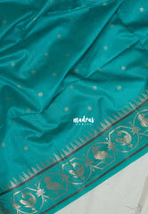 Aqua Green - Manjari - Raw Silk Premium Patola Weaving Border and Pallu - Best for Diwali Festive | Reception