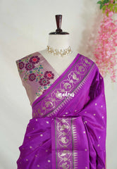 Magenta Purple - Manjari - Raw Silk Premium Patola Weaving Border and Pallu - Best for Diwali Festive | Reception