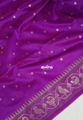 Magenta Purple - Manjari - Raw Silk Premium Patola Weaving Border and Pallu - Best for Diwali Festive | Reception