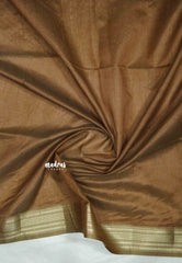 Manjari - Full weaving body traditional border raw silk - Pastel Beige