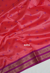 Peach Pink - Manjari - Raw Silk Saree with Rettapet Border and Buttas - Best for Small Functions