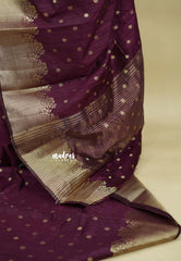 Royal Winered - Madhuram - Soft Matka silk with grooves body preium floral border with buttas - Best for Festive Wear