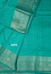 Teal Green - Madhuram - Soft Matka silk with grooves body with traditional border