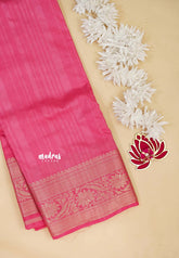 Peach Pink - Madhuram - Soft Matka silk with grooves body with traditional border