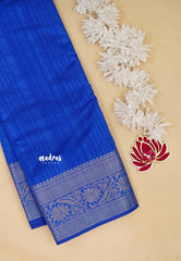 Ink Blue - Madhuram - Soft Matka silk with grooves body with traditional border