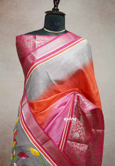 Four shade pop color - Meenakari printed silk with zari checks body
