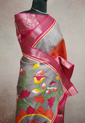 Four shade pop color - Meenakari printed silk with zari checks body