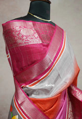 Four shade pop color - Meenakari printed silk with zari checks body