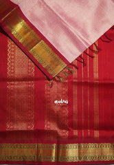 Dual Shade Blush Pink - Meenakshi - Light Weight Pure Silk Cotton Saree Muthu Kattam Traditional Border Contrast Pallu and Blouse - Perfect for Wedding Functions