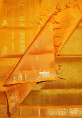 Aqua Green - Meenakshi - Light Weight Pure Silk Cotton Saree Annam Border with Buttas Contrast Pallu and Blouse - Perfect for Wedding Functions