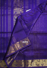 Creamy Beige Borwn - Meenakshi - Light Weight Pure Silk Cotton Saree Mayil Border with Buttas Contrast Pallu and Blouse - Perfect for Wedding Functions