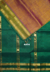 Dual Shade Mustard Brown - Meenakshi - Light Weight Pure Silk Cotton Saree Line with Rettapet Border Contrast Pallu and Blouse - Perfect for Wedding Functions