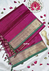 Mulberry Purple - Meenakshi - Light Weight Pure Silk Cotton Saree with Orissa Bomkai weaving pallu and Buttas - Perfect for Wedding Functions