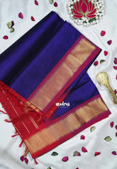 Violet Glow - Meenakshi - Light Weight Pure Silk Cotton Saree Getti Border Contrast Pallu and Blouse - Perfect for Wedding Functions